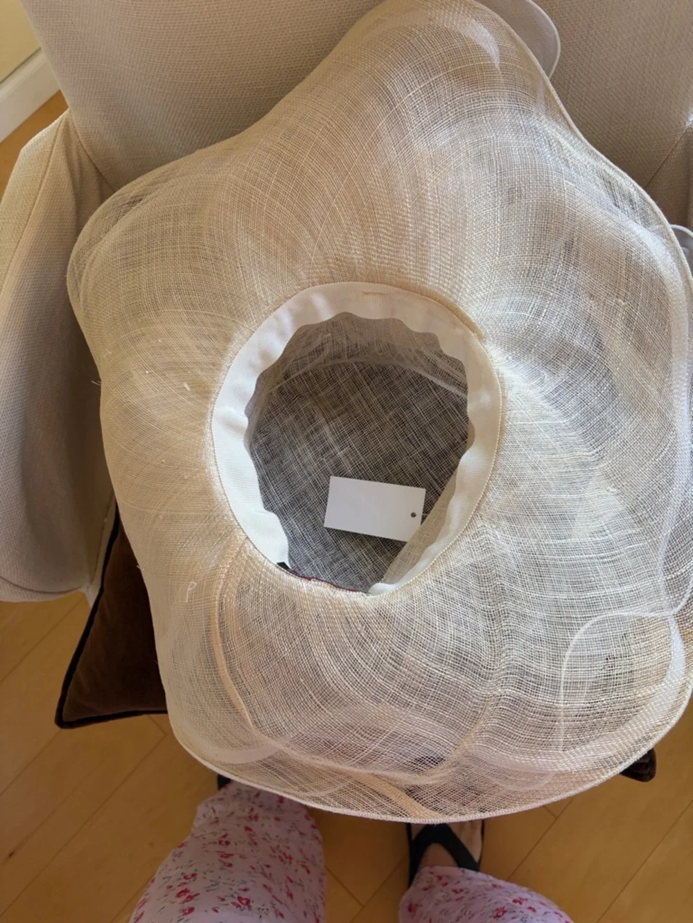 Ivory Floral Wide-Brim Occasion Hat - Picture 7 of 8